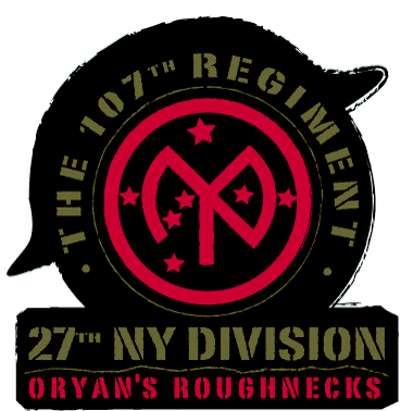 107THNEWLOGO by Matthew A. Maringola
Graphic Artist. The stylized 27 in the center of the patch also  forms the letters N.Y. in recognition of the unit's nickname, The New York Division. The seven stars are from the constellation Orion in honor of the 27th Division's commander John F. O'Ryan.