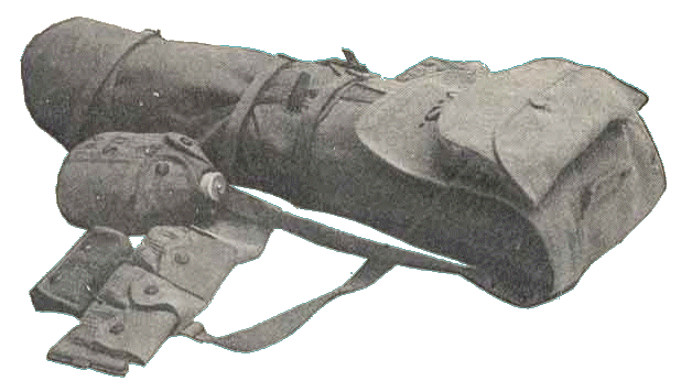 the assembled 1910 haversack with pack and rifle belt attached